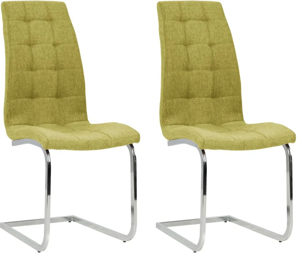 vidaXL Chaises de salle à manger cantilever 2 pcs Vert Tissu