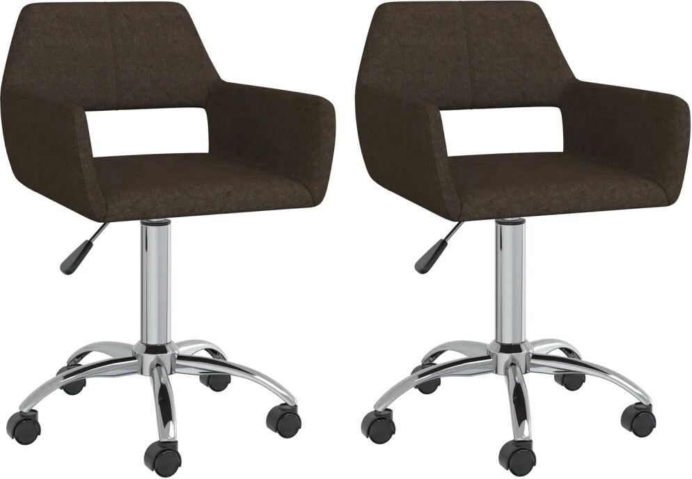 vidaXL Chaises pivotantes de salle à manger 2 pcs Marron foncé Tissu