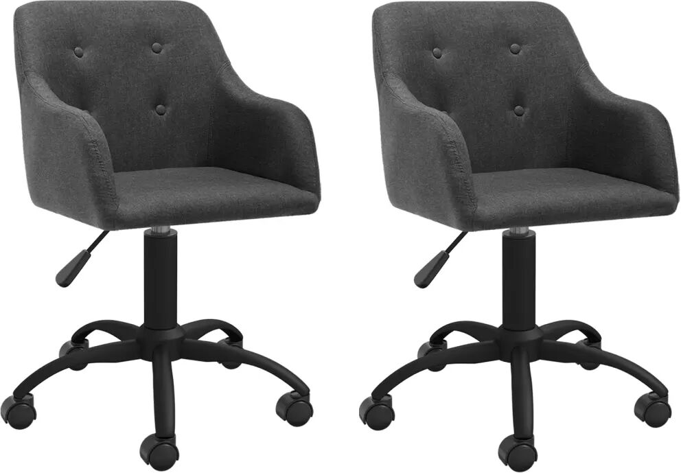 vidaXL Chaises pivotantes de salle à manger 2 pcs Gris foncé Tissu