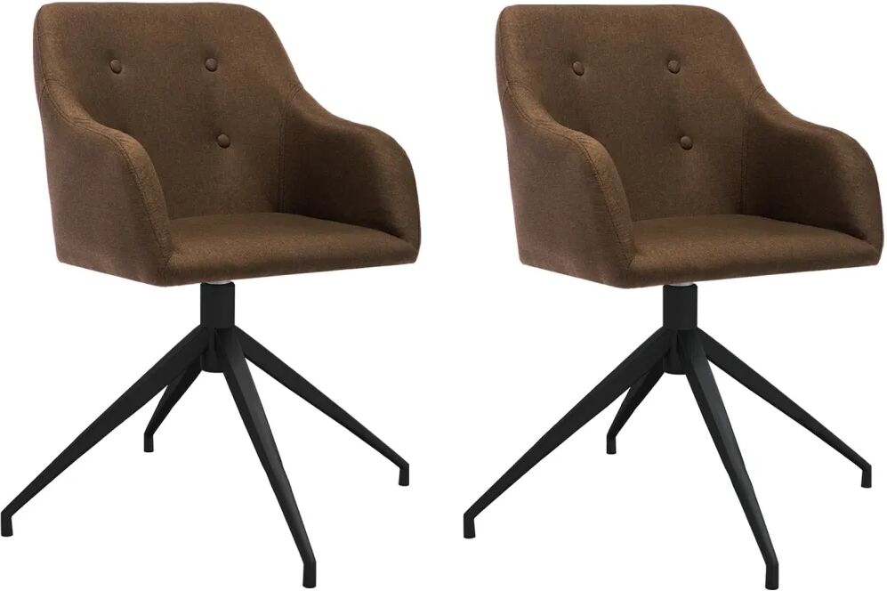 vidaXL Chaises pivotantes de salle à manger 2 pcs Marron Tissu