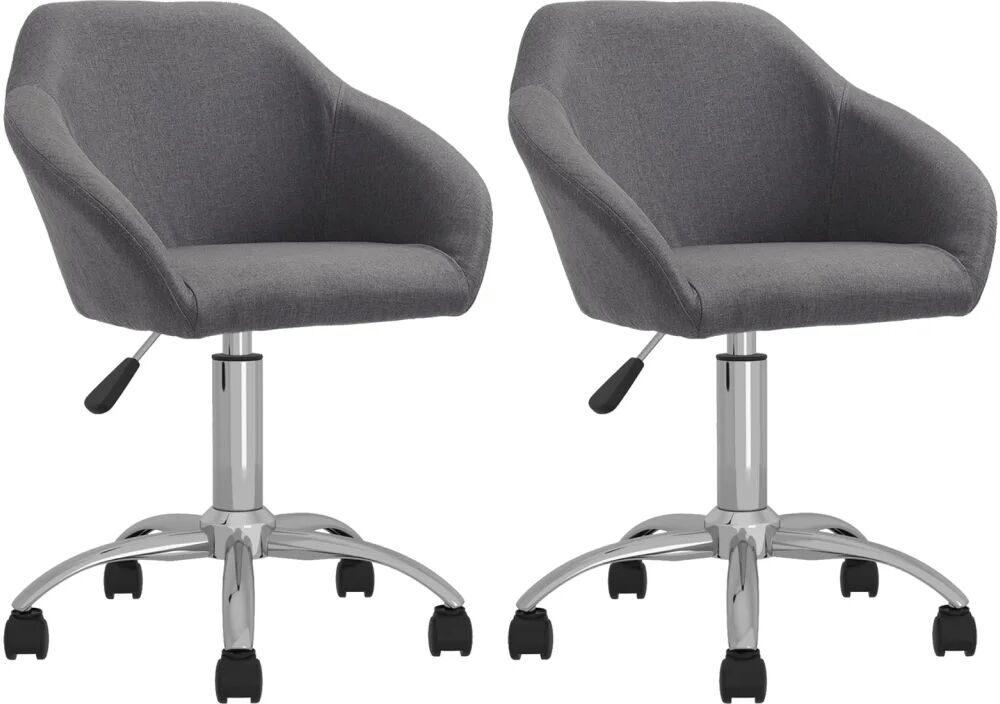 vidaXL Chaises pivotantes de salle à manger 2 pcs Gris clair Tissu