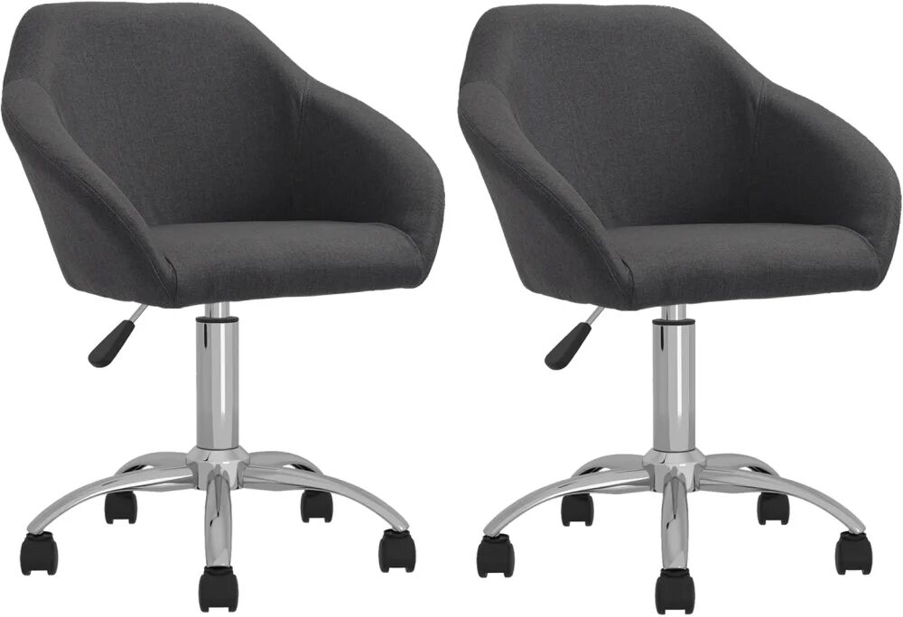 vidaXL Chaises pivotantes de salle à manger 2 pcs Gris foncé Tissu