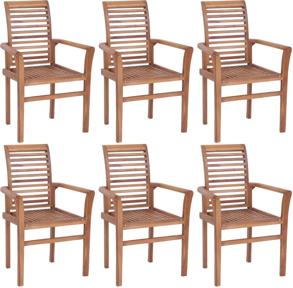 vidaXL Chaises empilables de salle à manger 6 pcs Bois de teck solide