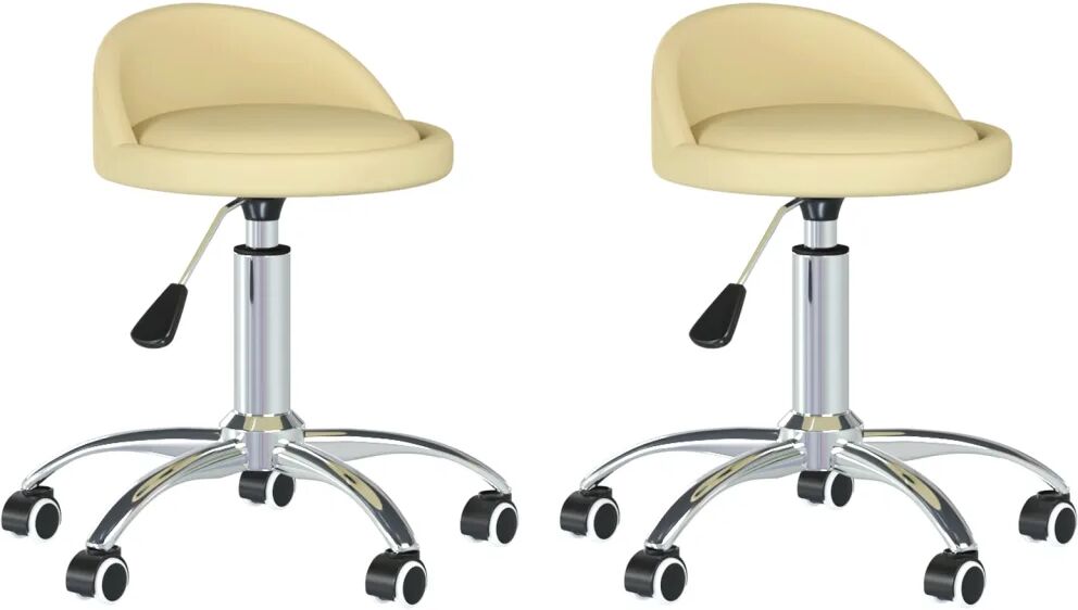 vidaXL Chaises pivotantes de salle à manger 2 pcs Crème Similicuir