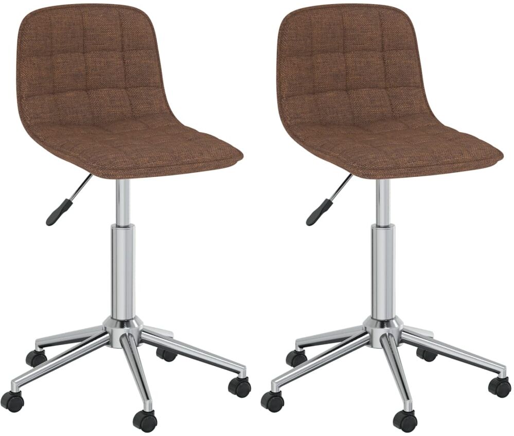 vidaXL Chaises pivotantes de salle à manger 2 pcs Marron Tissu