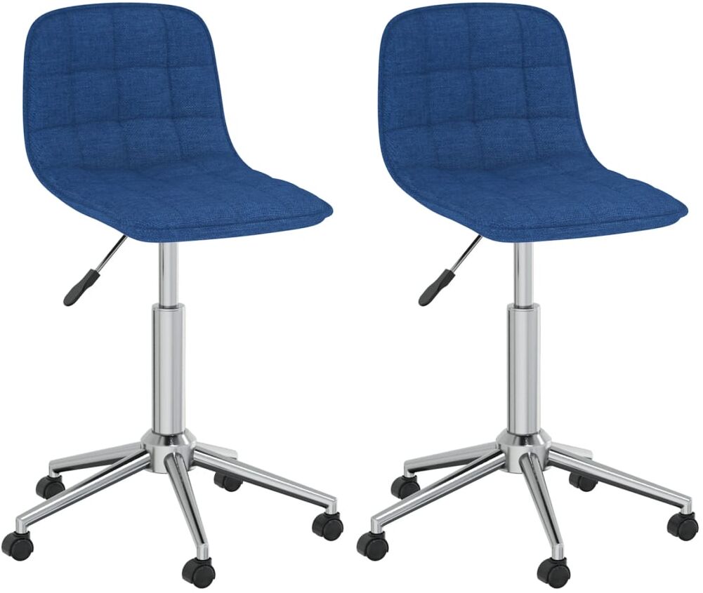 vidaXL Chaises pivotantes de salle à manger 2 pcs Bleu Tissu