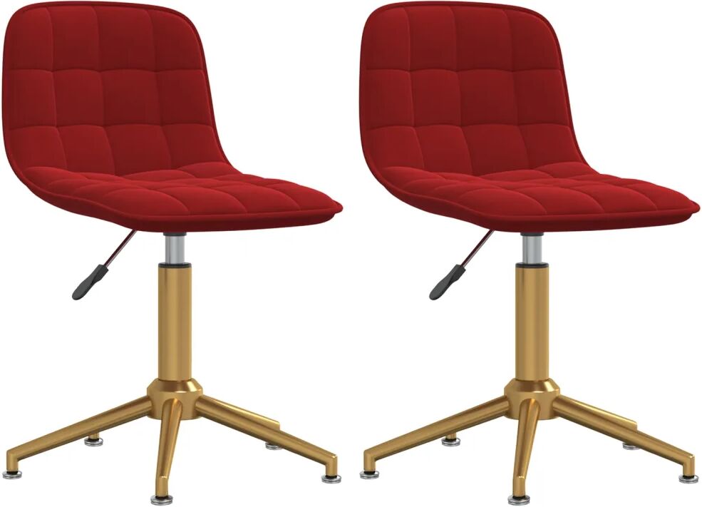 vidaXL Chaises à dîner pivotantes 2 pcs Rouge bordeaux Velours