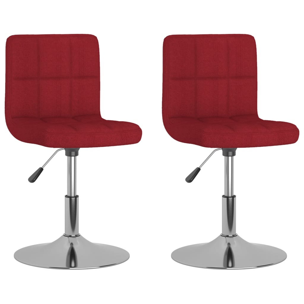 vidaXL Chaises pivotantes de salle à manger 2 pcs Rouge bordeaux Tissu