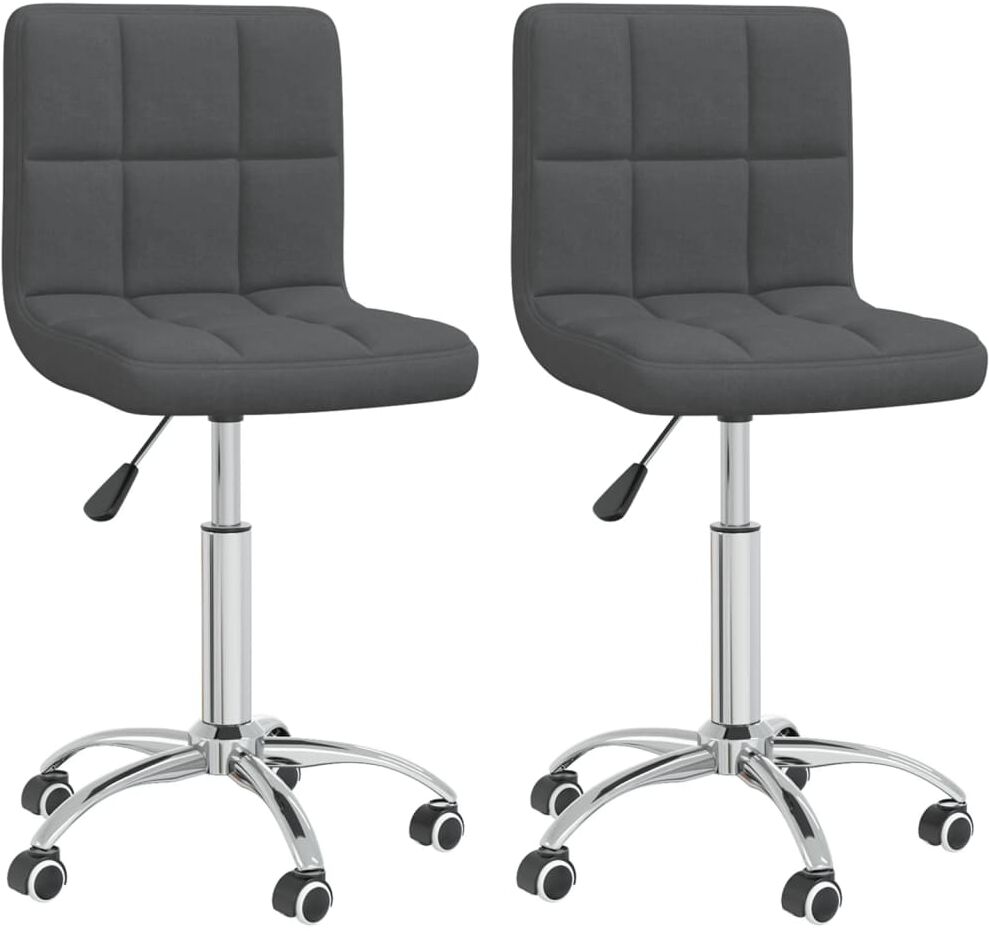 vidaXL Chaises pivotantes de salle à manger 2 pcs Gris foncé Tissu