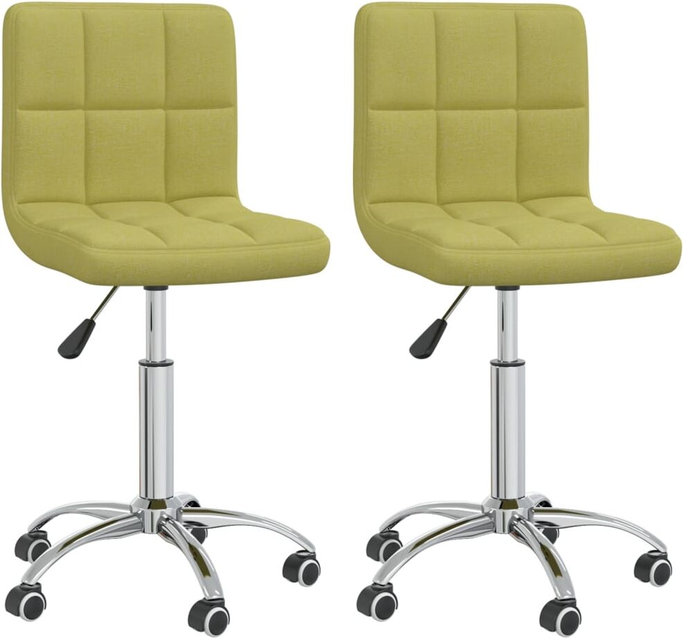 vidaXL Chaises pivotantes de salle à manger 2 pcs Vert Tissu