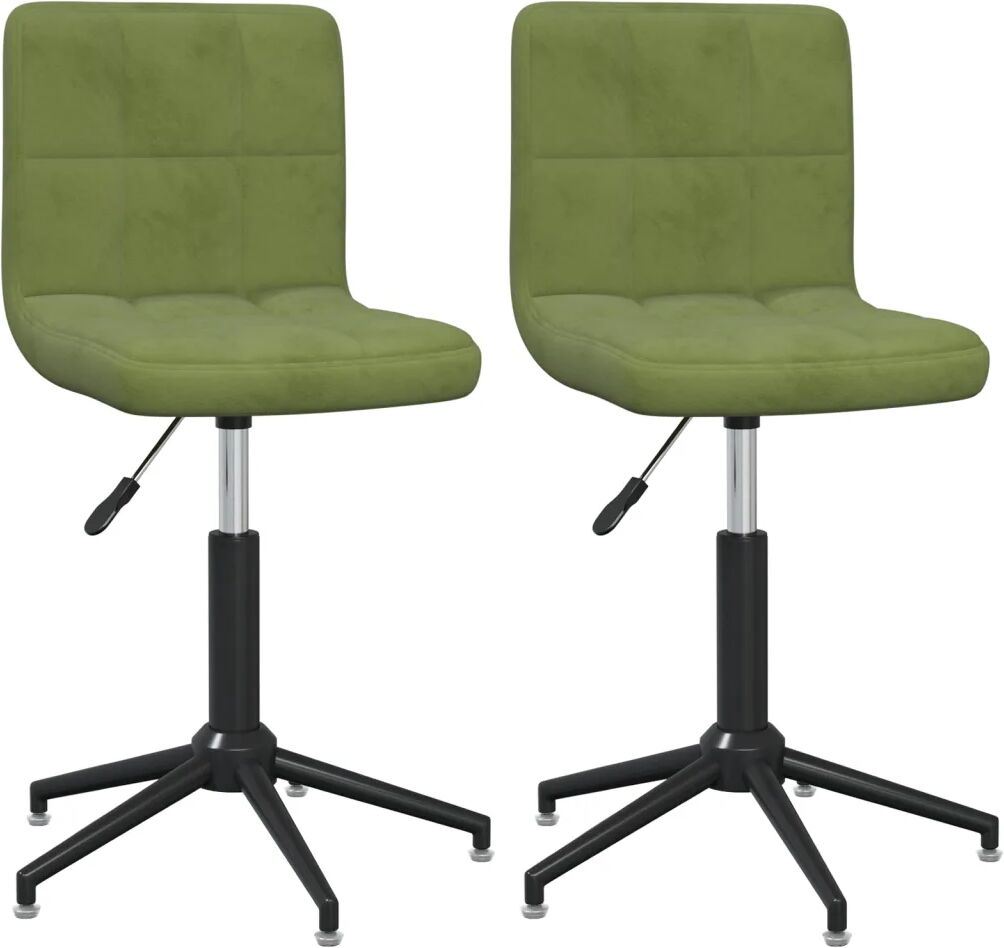 vidaXL Chaises pivotantes de salle à manger 2 pcs Vert clair Velours