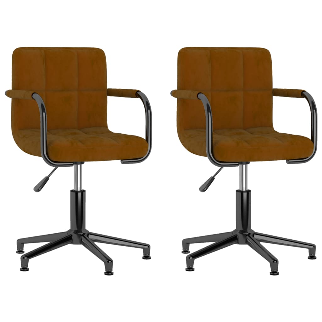 vidaXL Chaises pivotantes de salle à manger 2 pcs Marron Velours