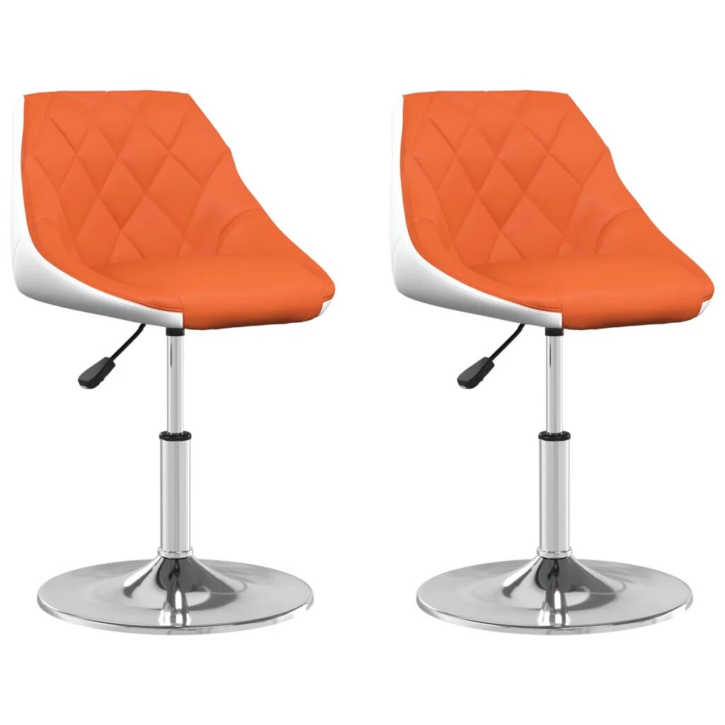 vidaXL Chaises à dîner pivotantes 2 pcs Orange et blanc Similicuir