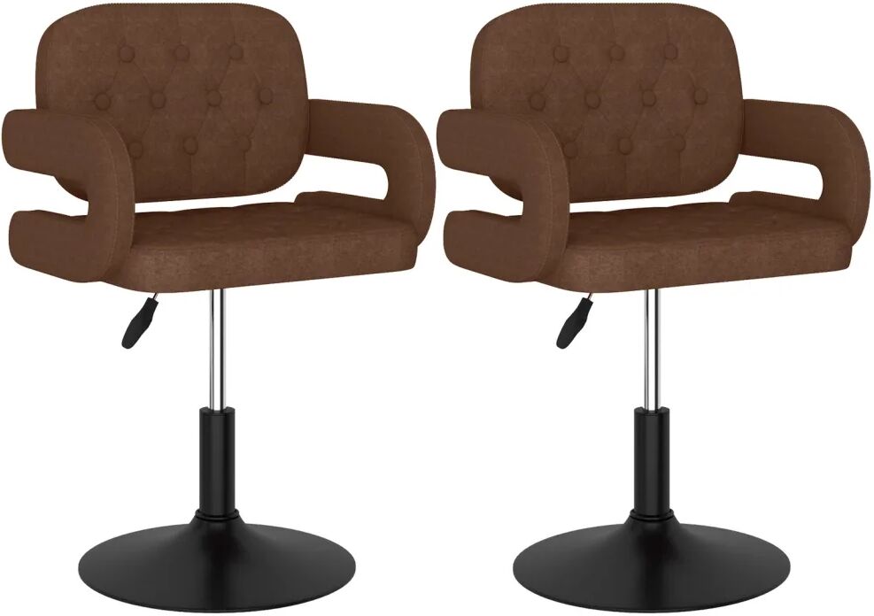 vidaXL Chaises pivotantes de salle à manger 2 pcs Marron Tissu