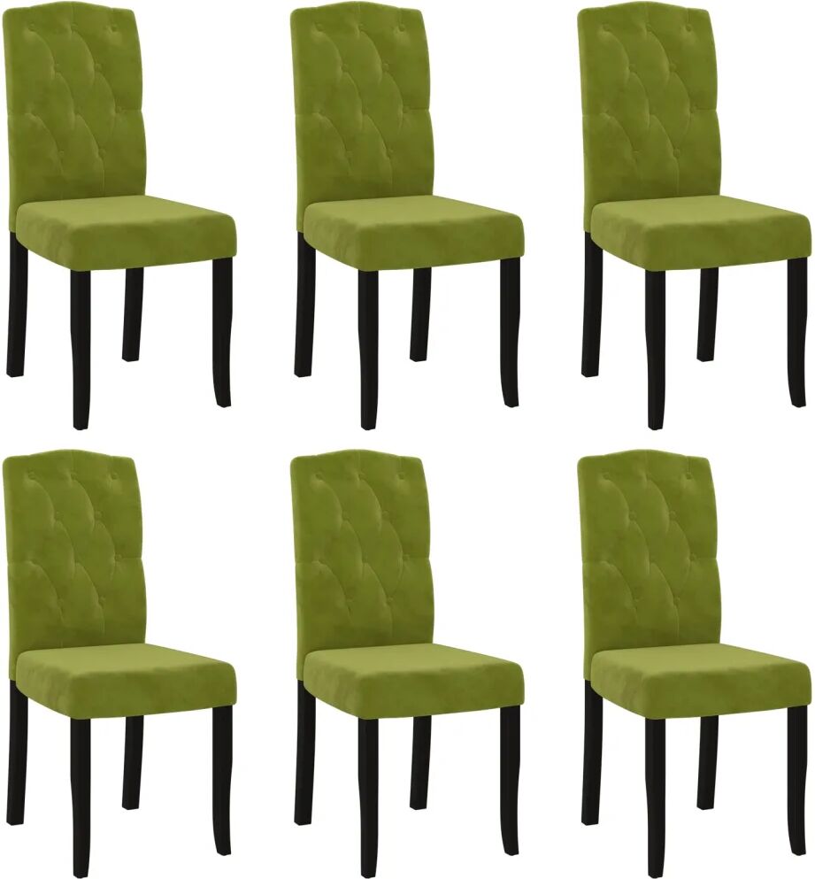 vidaXL Chaises de salle à manger 6 pcs Vert clair Velours