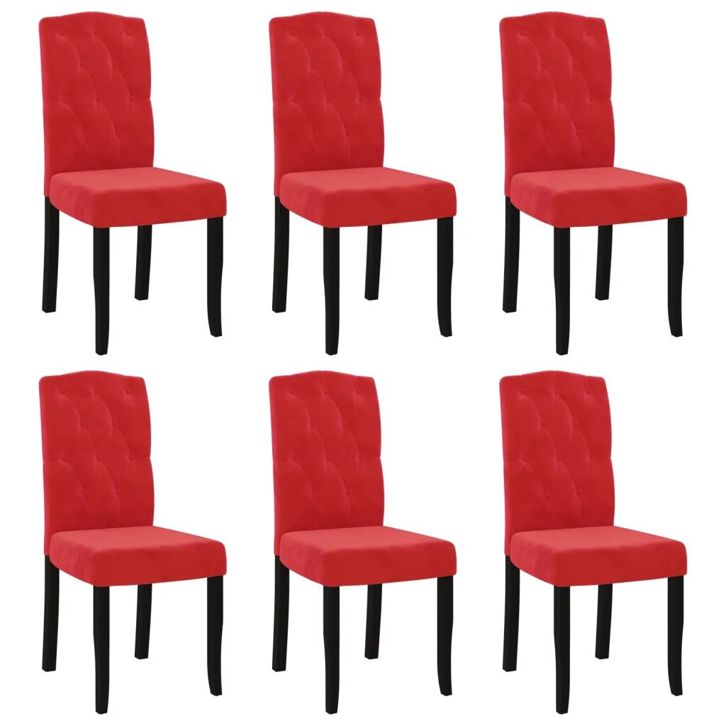 vidaXL Chaises de salle à manger 6 pcs Rouge bordeaux Velours