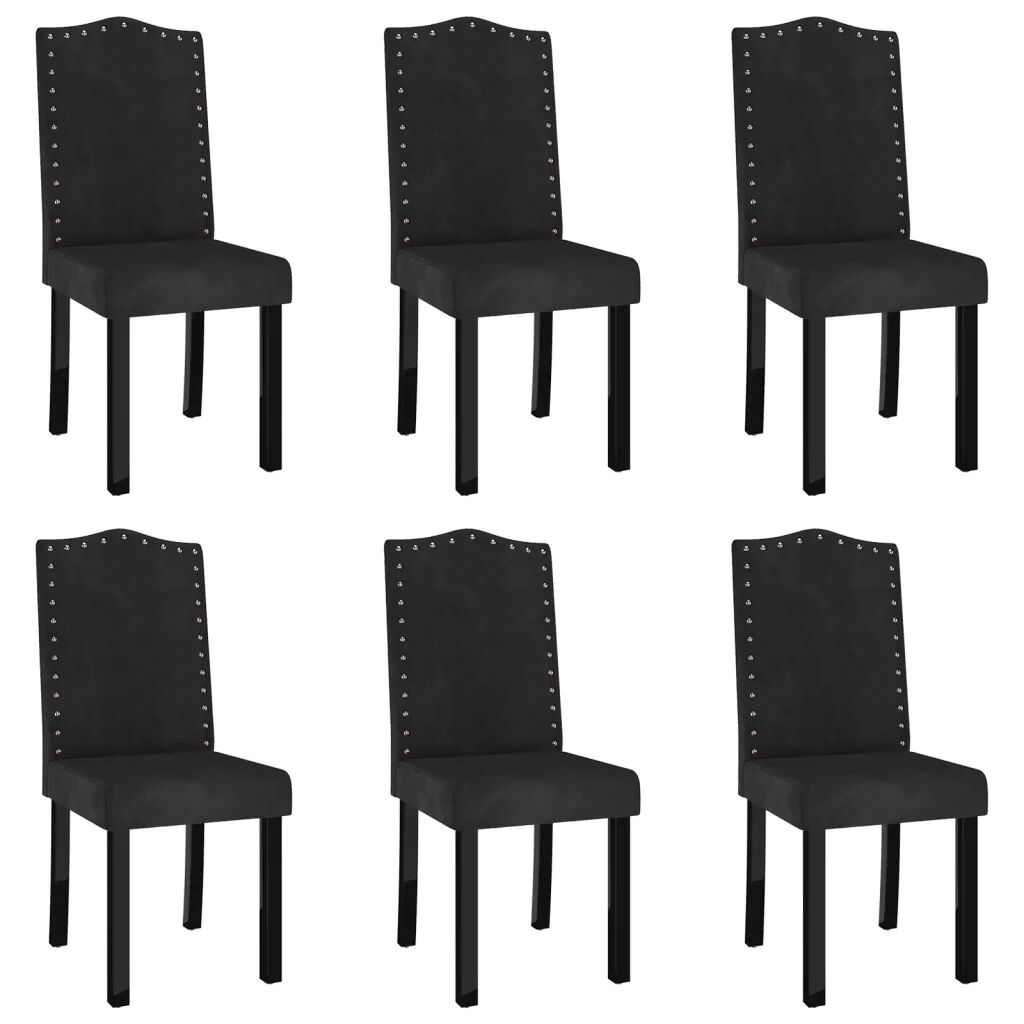 vidaXL Chaises de salle à manger 6 pcs Noir Velours