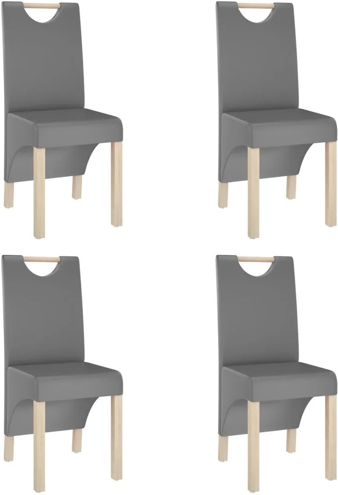 vidaXL Chaises de salle à manger 4 pcs Gris Similicuir