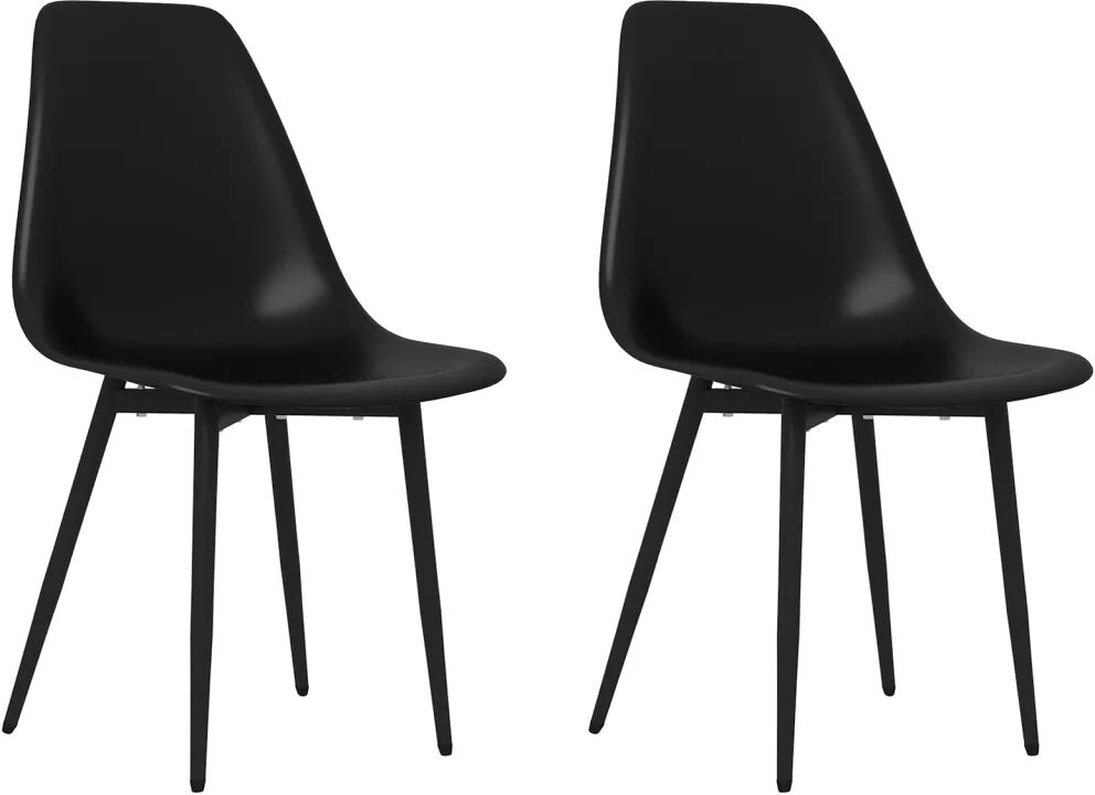 vidaXL Chaises de salle à manger 2 pcs Noir PP