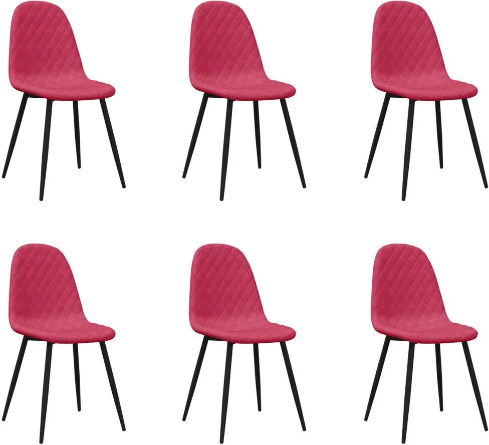 vidaXL Chaises de salle à manger 6 pcs Rouge bordeaux Velours