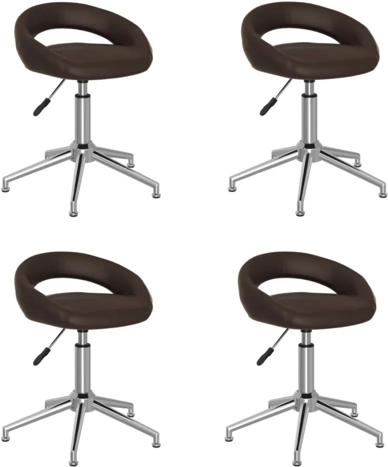 vidaXL Chaises pivotantes de salle à manger 4 pcs Marron Similicuir