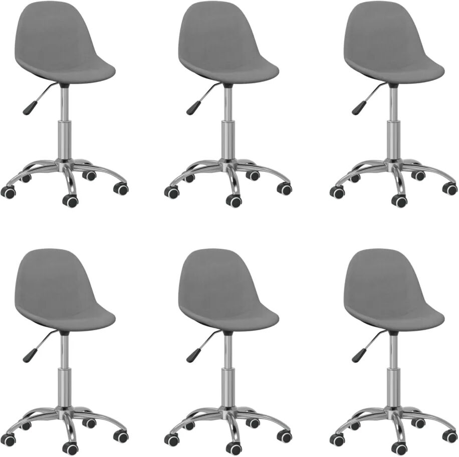 vidaXL Chaises pivotantes de salle à manger 6 pcs Gris clair Tissu