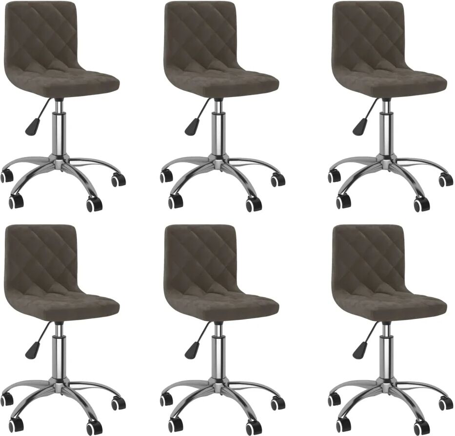 vidaXL Chaises pivotantes de salle à manger 6 pcs Gris foncé Velours