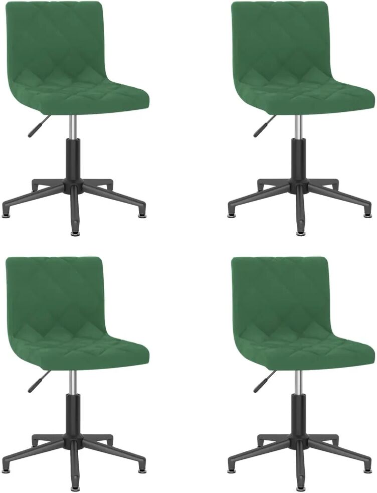 vidaXL Chaises pivotantes de salle à manger 4 pcs Vert foncé Velours