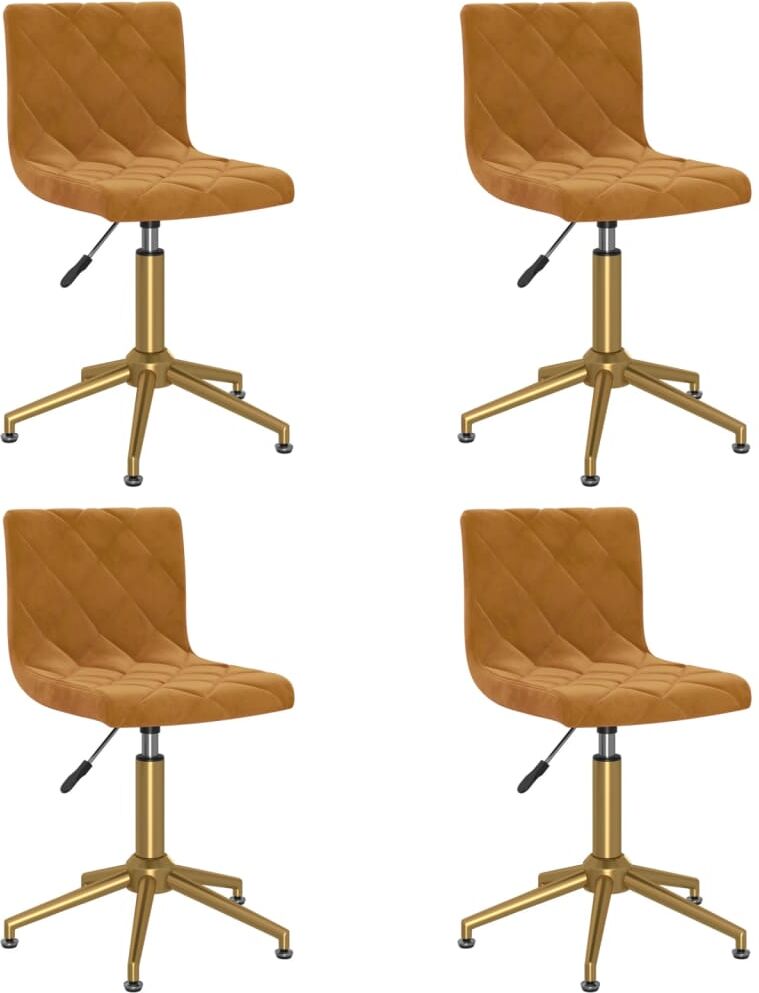 vidaXL Chaises pivotantes de salle à manger 4 pcs Marron Velours