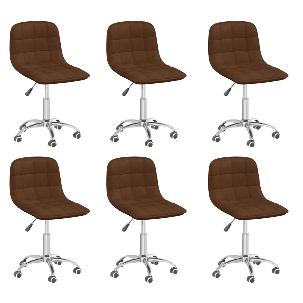 vidaXL Chaises pivotantes de salle à manger 6 pcs Marron Tissu