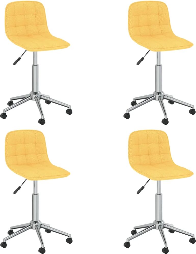 vidaXL Chaises pivotantes de salle à manger 4 pcs Jaune Tissu