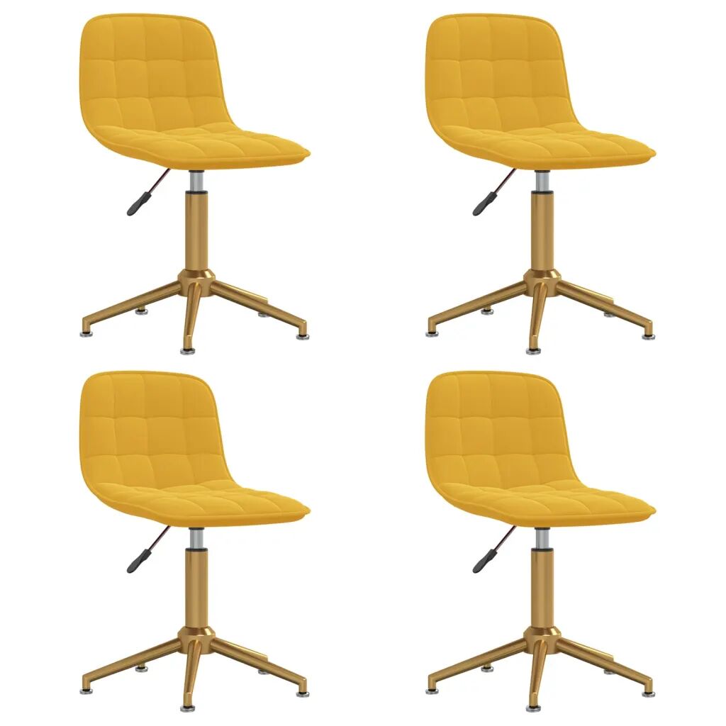 vidaXL Chaises pivotantes à dîner 4 pcs Jaune moutarde Velours