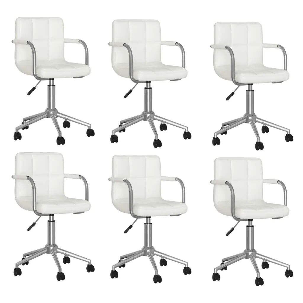 vidaXL Chaises pivotantes de salle à manger 6 pcs Blanc Similicuir