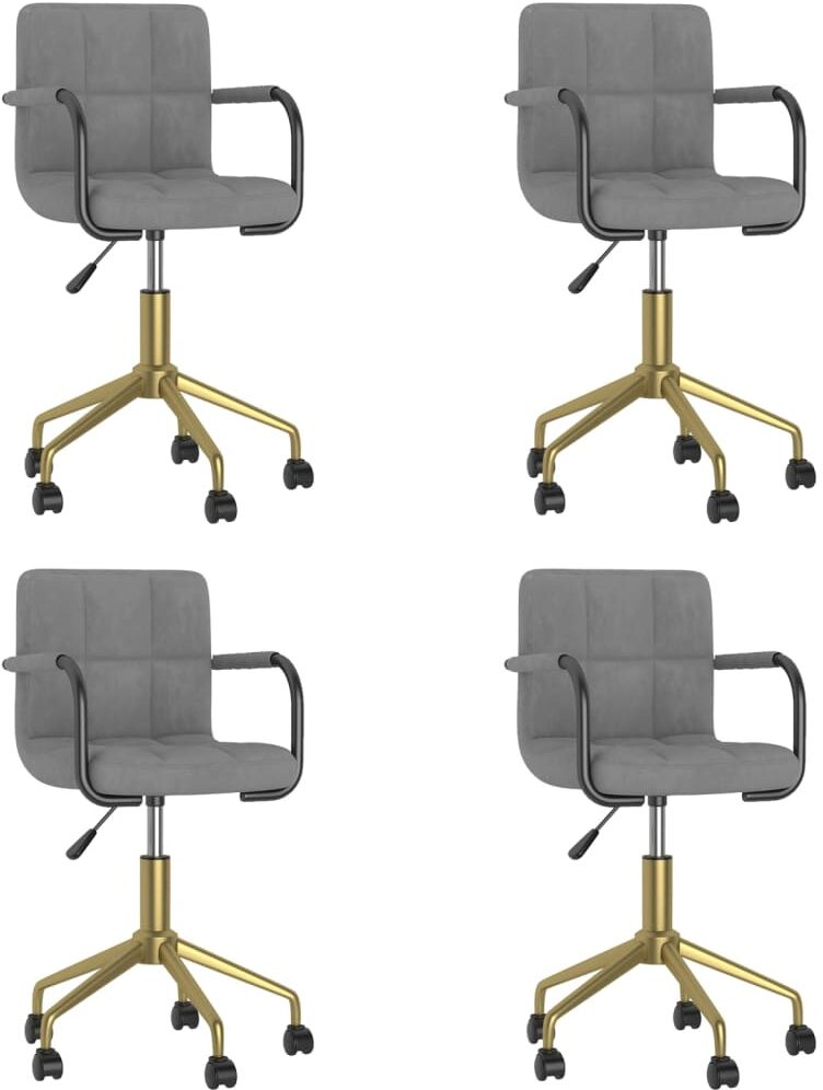 vidaXL Chaises pivotantes de salle à manger 4 pcs Gris clair Velours