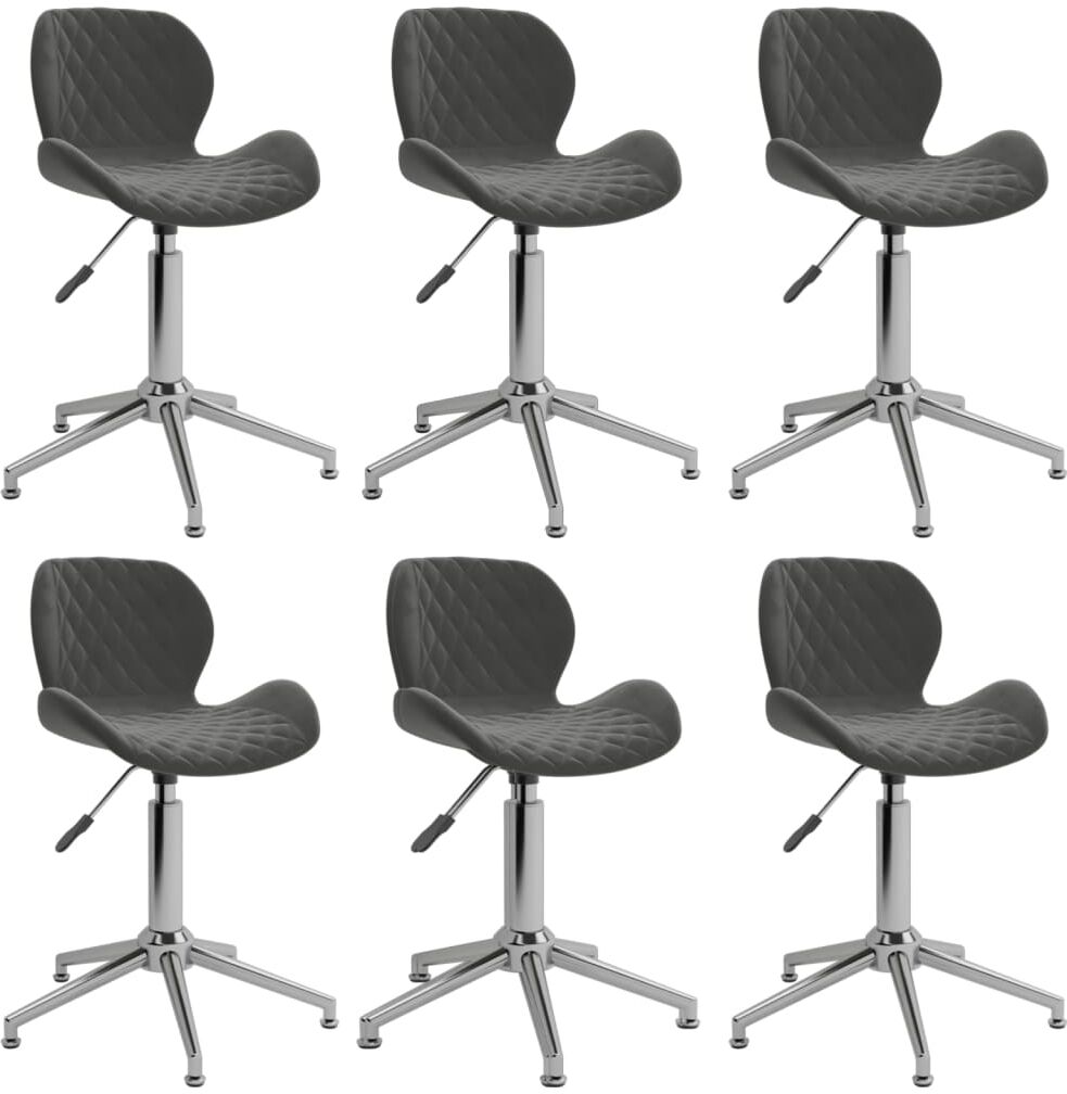 vidaXL Chaises pivotantes de salle à manger 6 pcs Gris foncé Velours