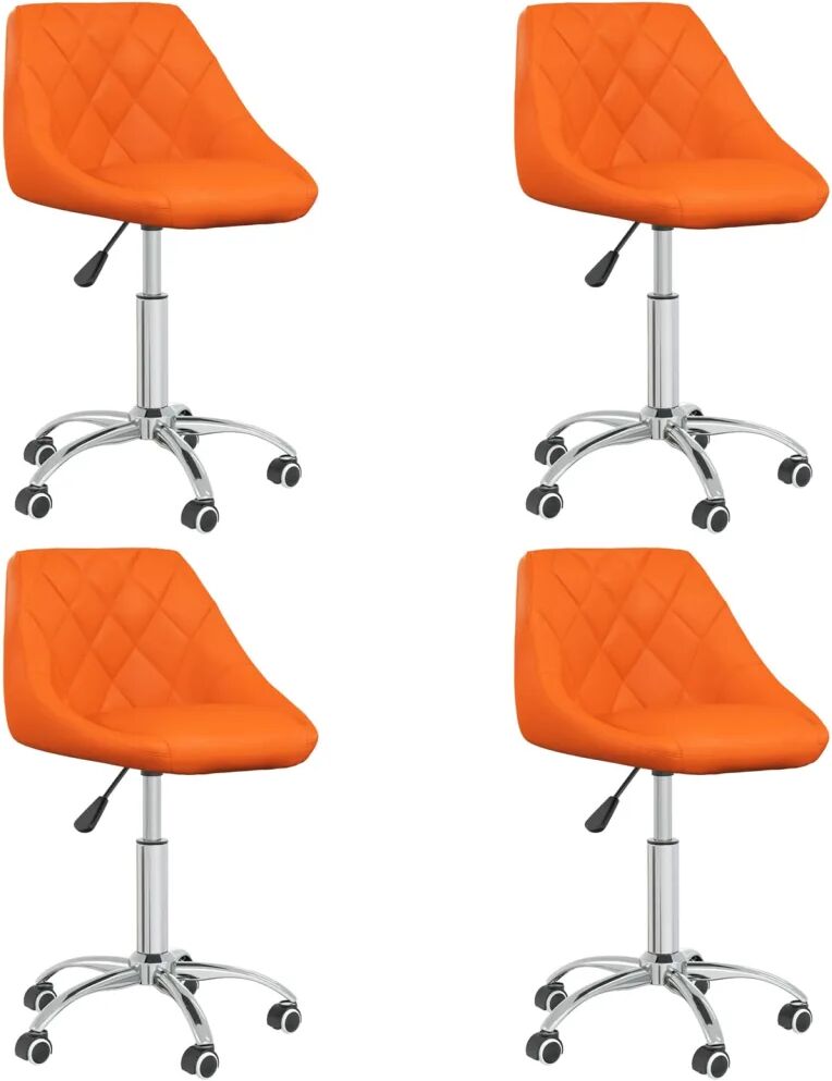 vidaXL Chaises pivotantes de salle à manger 4 pcs Orange Similicuir