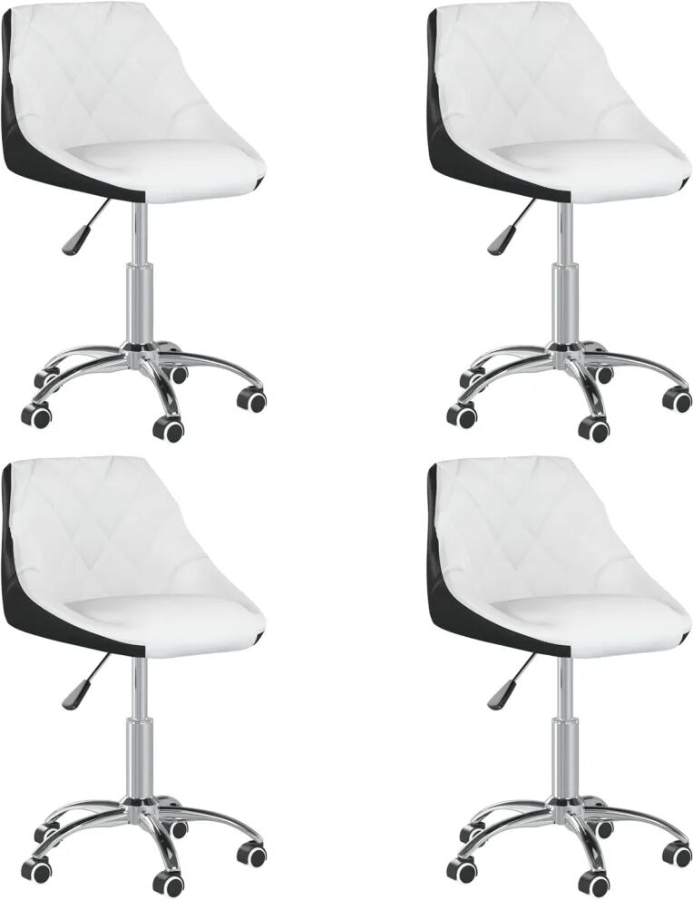 vidaXL Chaises à dîner pivotantes 4 pcs Blanc et noir Similicuir