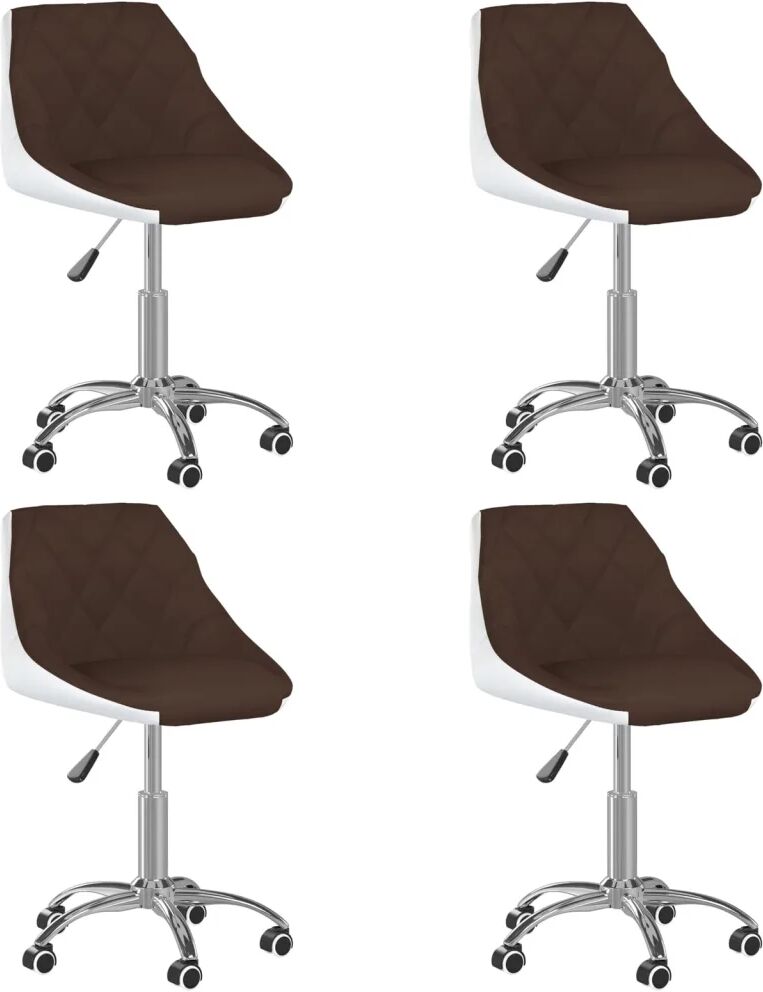 vidaXL Chaises à dîner pivotantes 4 pcs Marron et blanc Similicuir