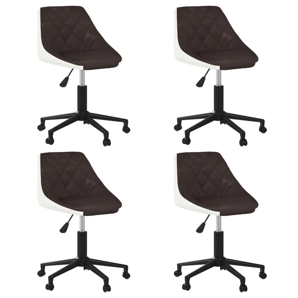 vidaXL Chaises à dîner pivotantes 4 pcs Marron et blanc Similicuir