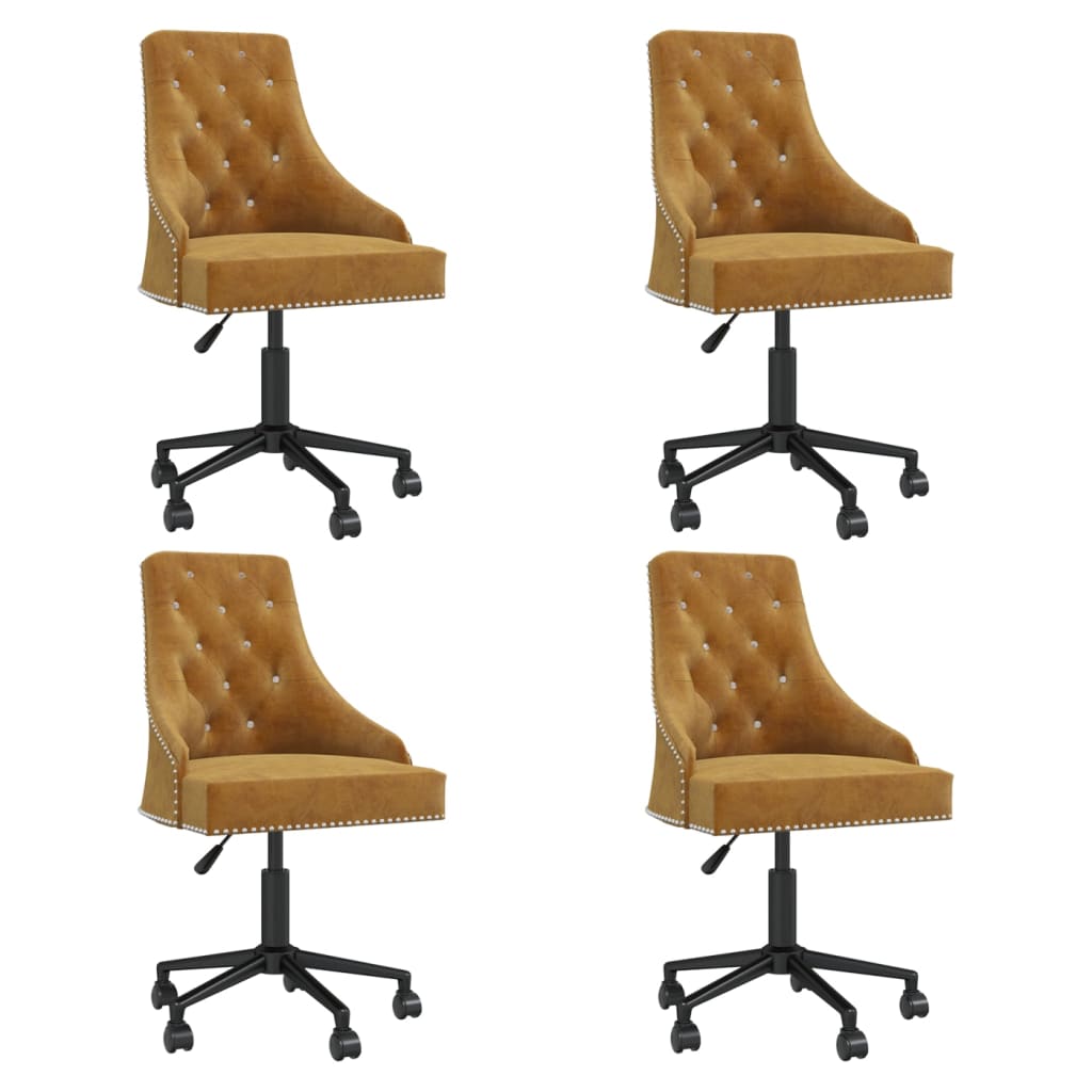 vidaXL Chaises pivotantes de salle à manger 4 pcs Marron Velours