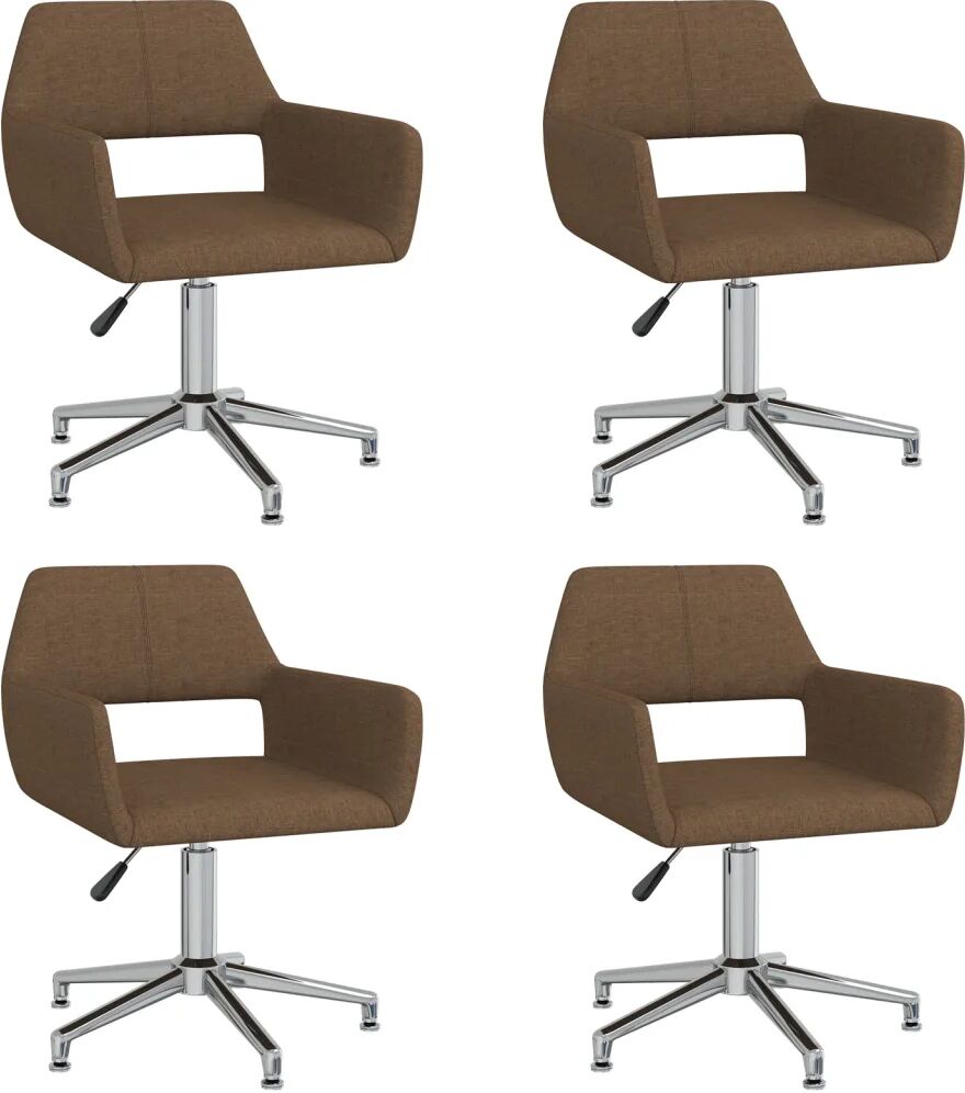 vidaXL Chaises pivotantes de salle à manger 4 pcs Marron Tissu