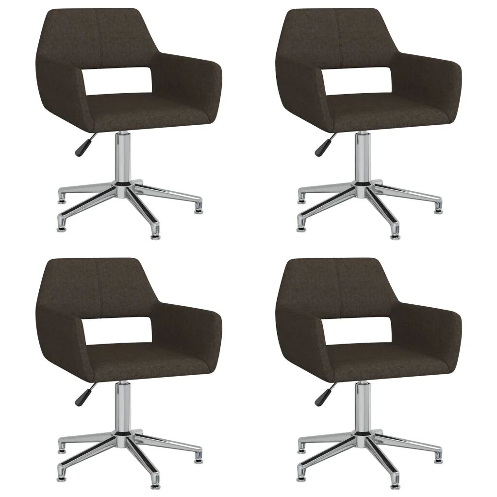 vidaXL Chaises pivotantes de salle à manger 4 pcs Marron foncé Tissu