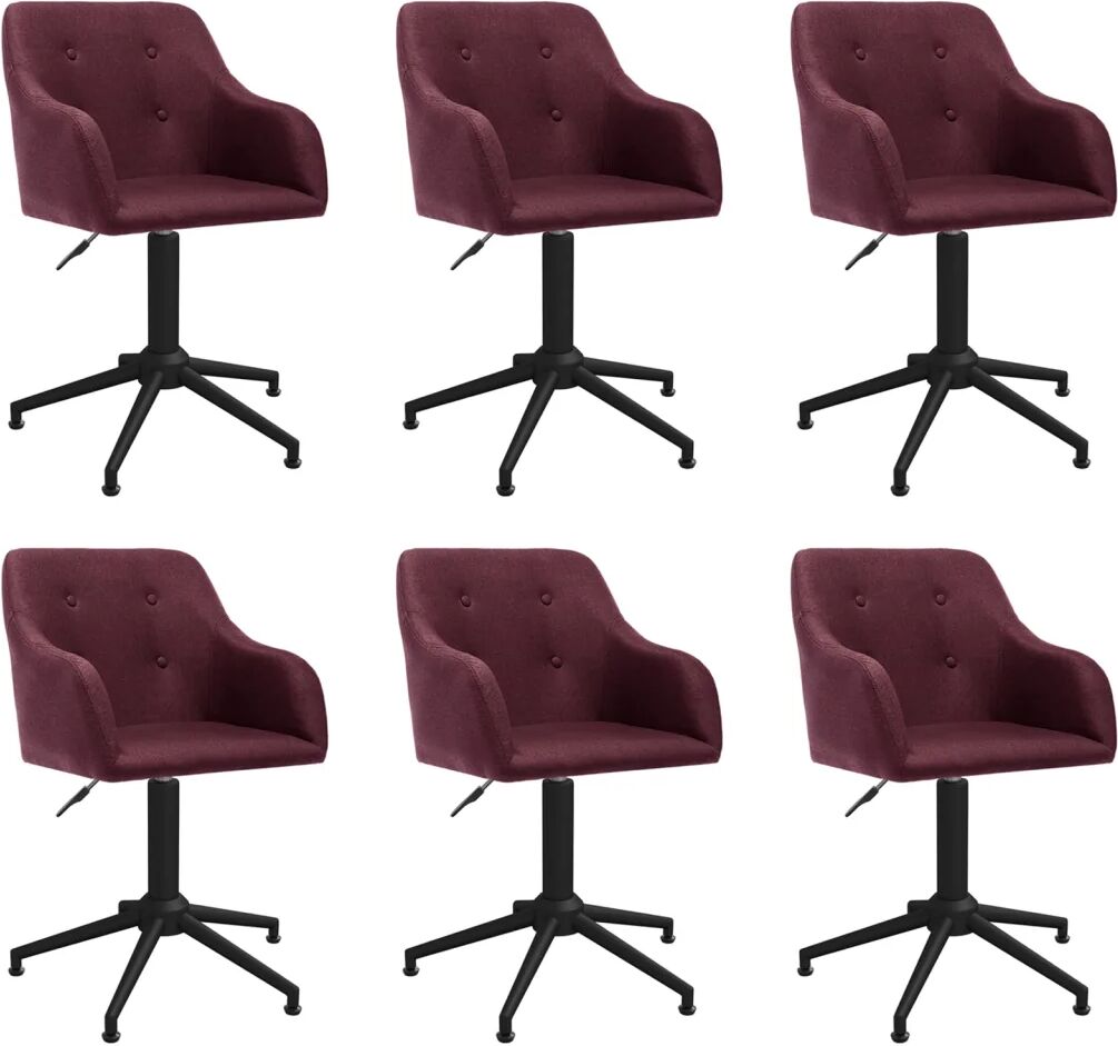 vidaXL Chaises pivotantes de salle à manger 6 pcs Violet Tissu