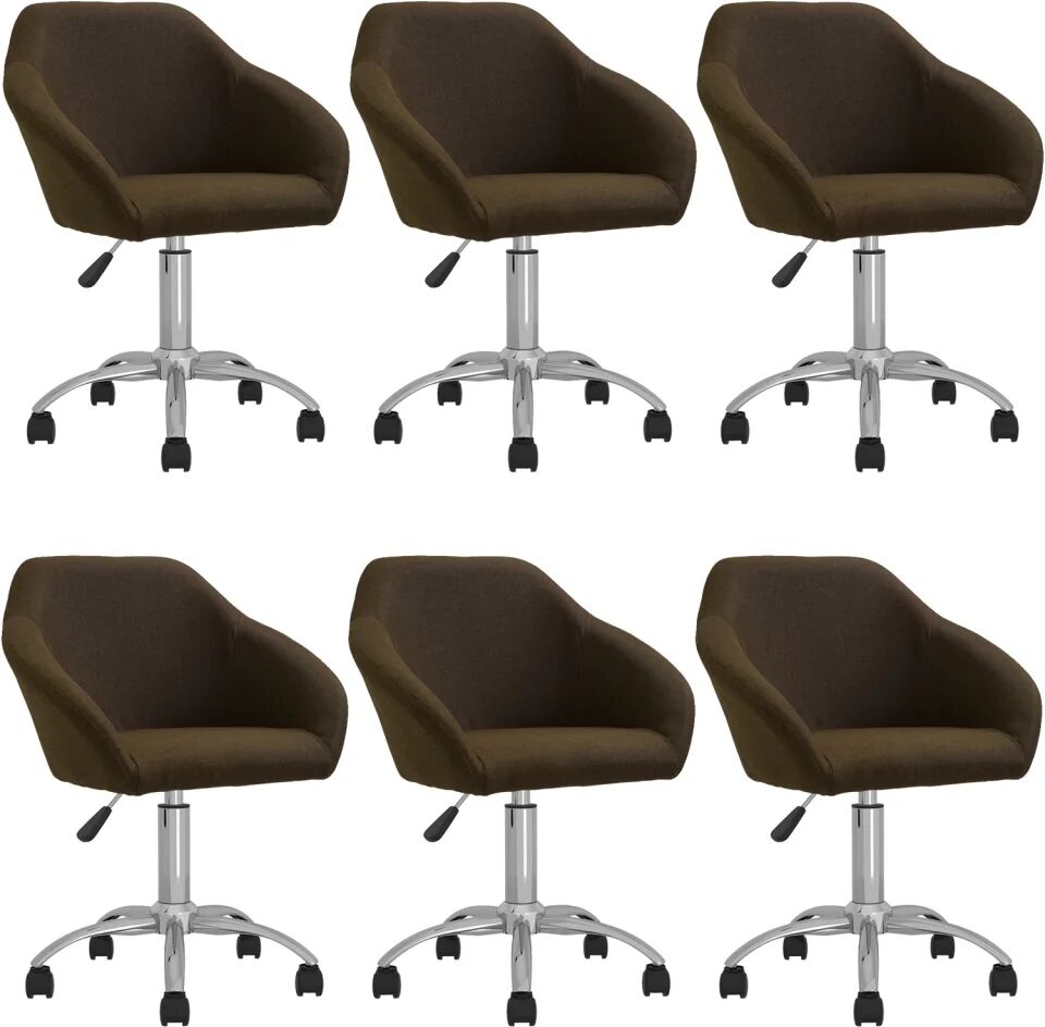 vidaXL Chaises pivotantes de salle à manger 6 pcs Marron foncé Tissu