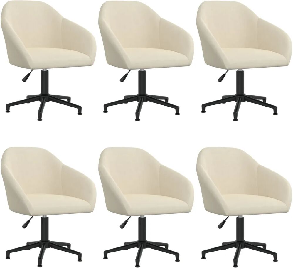 vidaXL Chaises pivotantes de salle à manger 6 pcs Crème Velours