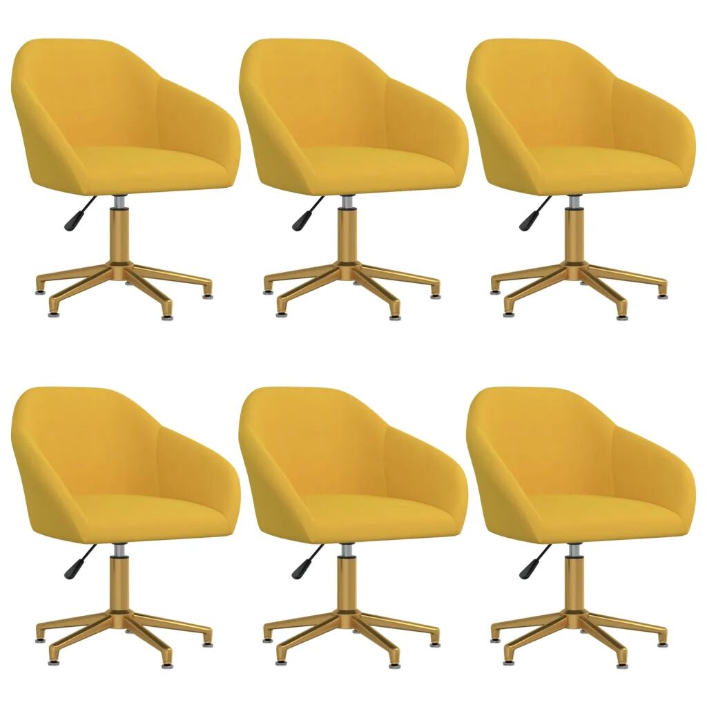 vidaXL Chaises pivotantes de salle à manger 6 pcs Jaune Velours