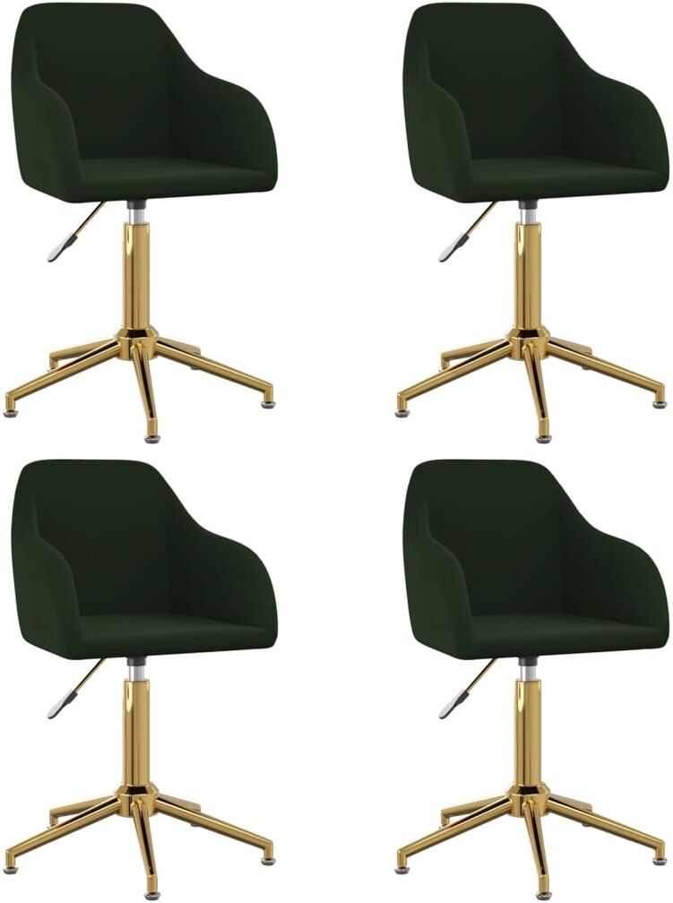 vidaXL Chaises pivotantes de salle à manger 4 pcs Vert foncé Velours