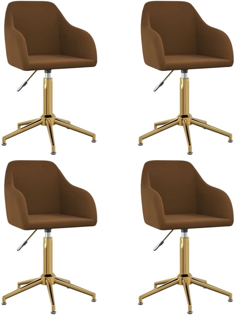 vidaXL Chaises pivotantes de salle à manger 4 pcs Marron Velours