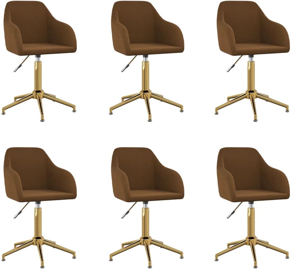 vidaXL Chaises pivotantes de salle à manger 6 pcs Marron Velours