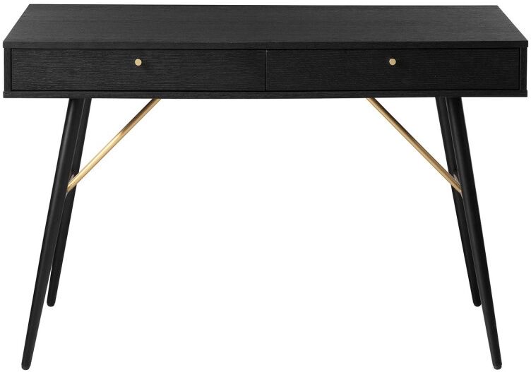 Mëja Bureau console 2 tiroirs Décor bois noir et métal 120x48x75cm ARSENE - Mëja